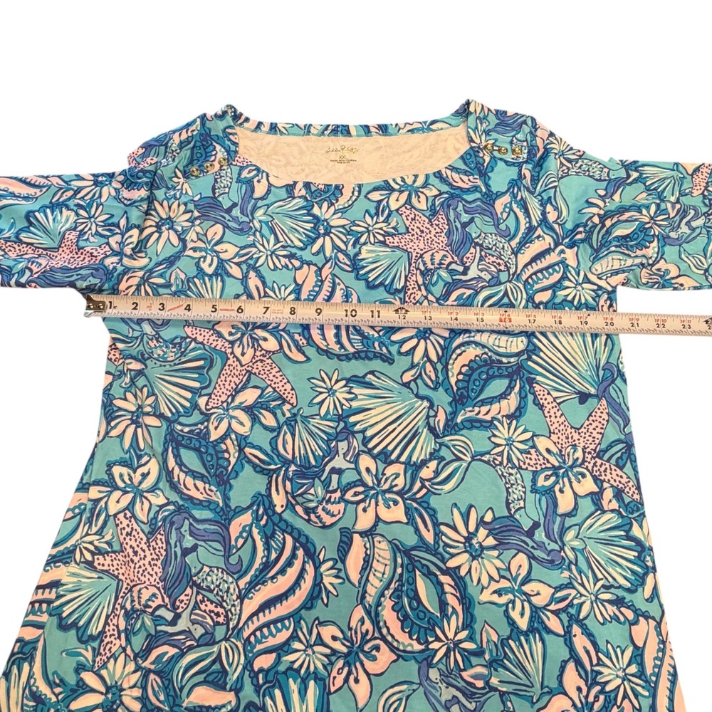 Lilly Pulitzer Sophie Dress XXL Blue Sound The Sirens Print Resortwear Beach - Picture 5 of 9